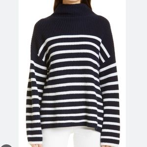 Rails Claudia Strip Funnel Neck Sweater in Midnight (navy) and White